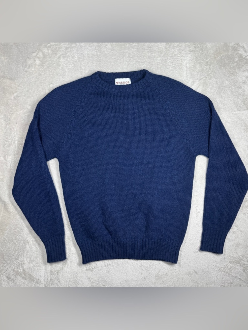 Vintage McGregor Navy Blue Wool Blend Knit Crewneck Sweater Women’s Size Large
